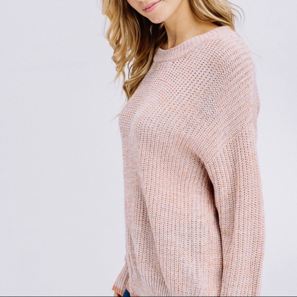 Crewneck Pullover Dusty Peach Knit Sweater - Picture 4 of 6